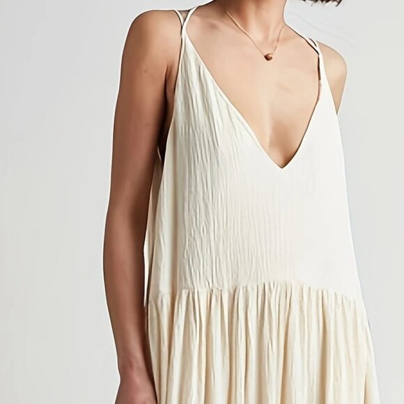 Cream Spaghetti Straps Tiered Maxi Dress - Picture 7 of 7
